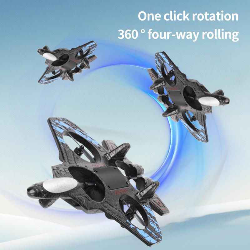 1 Sett Elektrisk Skum Seilfly Stunt Tumbling Uav Svevende Helikopter Flymodell 2.4G Fjernkontroll Jagerfly Med LED-lys