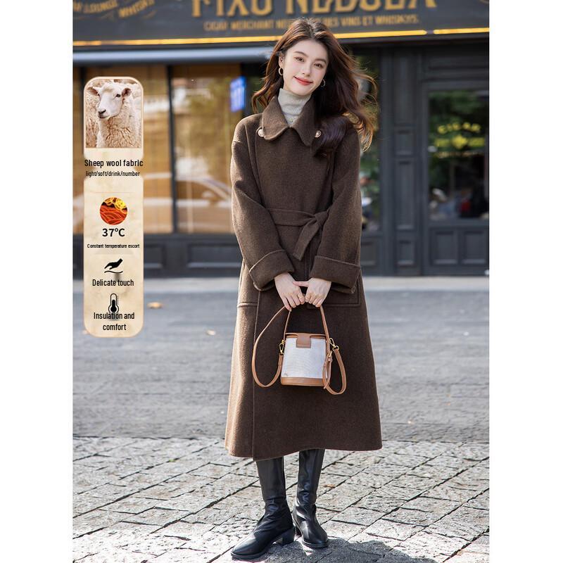 Moka'na French Hepburn Style Long Sleeve Women's Coat