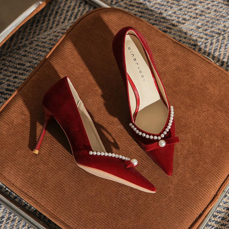 

Модные французские туфли на высоком каблуке для женщин, Новые свадебные туфли 2024 года с цветами, Свадебные туфли, Остроносые туфли-лодочки 39