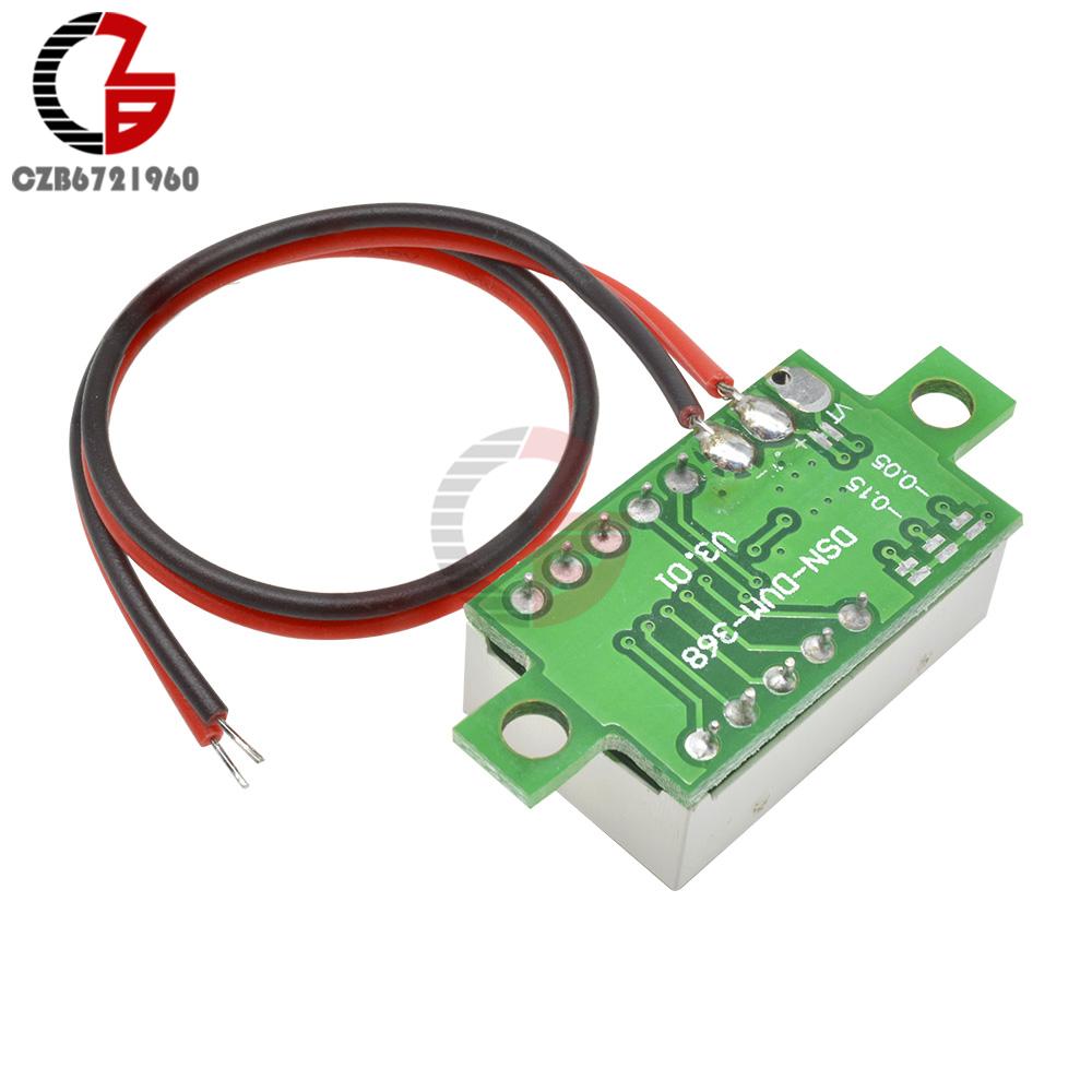12V Car Voltmeter 0.36 Inch LED Digital Voltmeter Voltage Meter Adjustable Volt Detector Tester Monitor DC 4.7-32V 2 Lead Wire