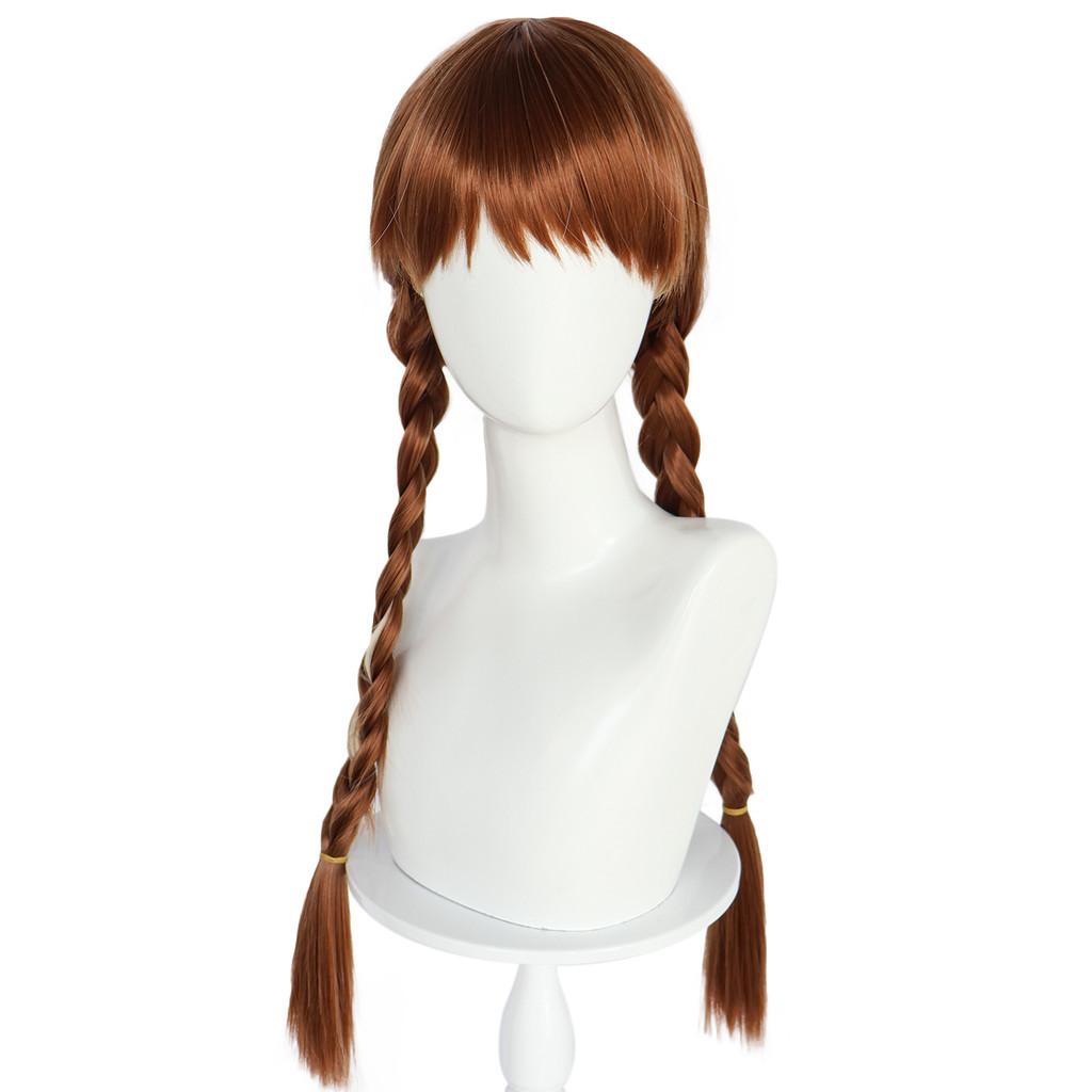 Disney Frozen Princess Anna Cosplay Wig With Double Braid And Bangs For Costume Parties