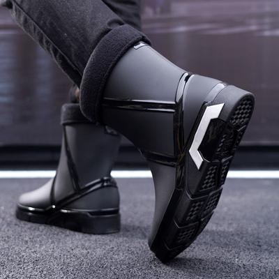 Modne męskie buty przeciwdeszczowe na płaskiej podeszwie, średniej długości, antypoślizgowe, wodoodporne buty wędkarskie, buty do wody dla mężczyzn