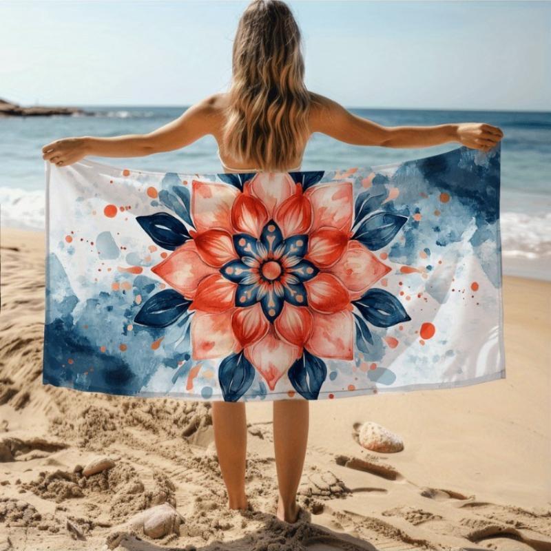 

1pc Colorful Floral Pattern Sandproof Microfiber Beach Towel- Soft, Absorbent, Quick-Drying- Suitable for Swimming, Camping W30*H60(CM)