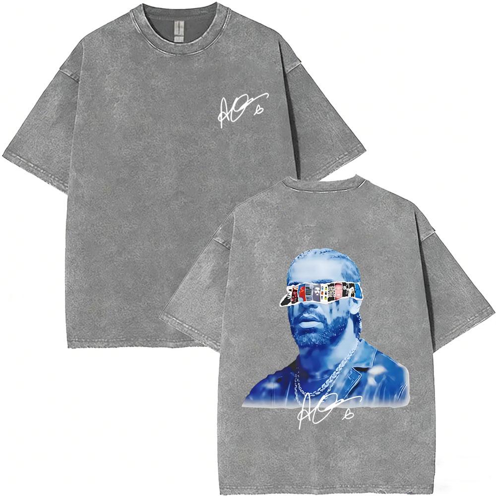 Gewaschenes Vintage Rapper Drake ICEMAN Freeze The World 2026 T-Shirt Herren Damen Mode Hip Hop Übergroße T-Shirts Herren Streetwear