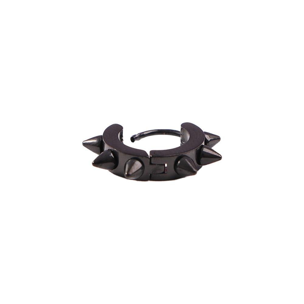 Herren Schwarz Gothic Edelstahl Geometrischer Spike Stecker Ohrring Schmuck Creolen Zubehör