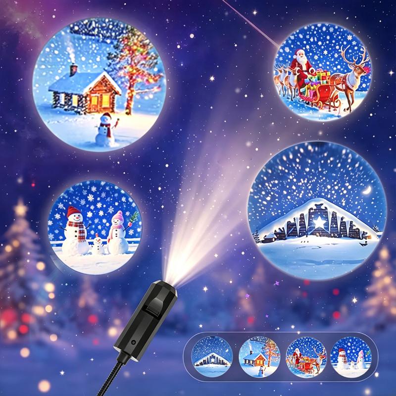 Led Christmas Projector Light Usb 5V Night Light 4 10 Modes Projection For Santa Snowman
