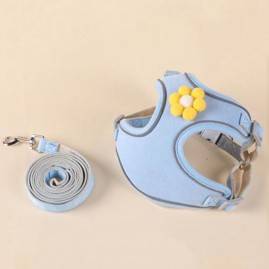 Harness Leash Set Reflective Strap Night Safe Pet Dog Vest Flower Decoration Adjustable