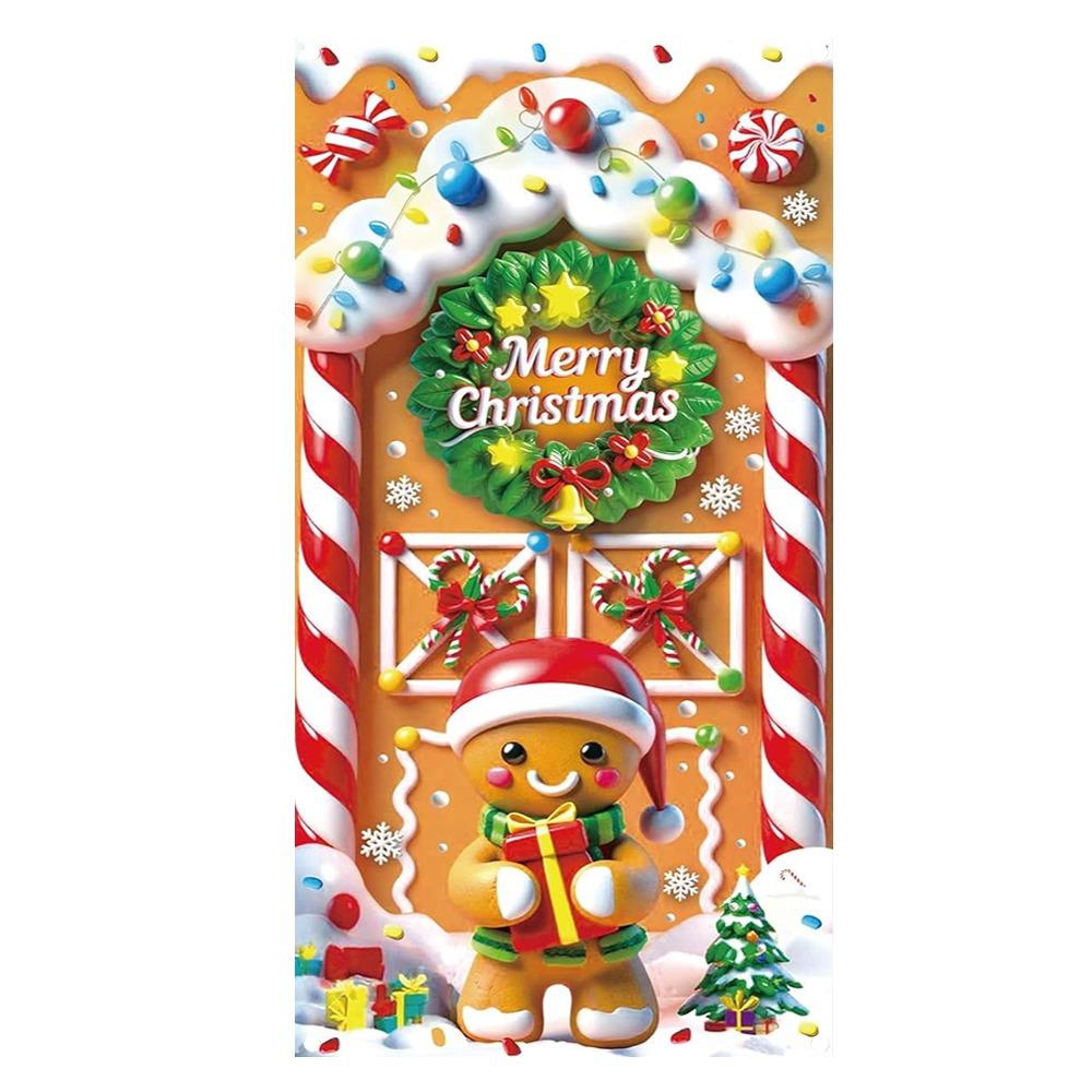 Background Christmas Door Banner Door Hanging Door Banner Fabric Flag Christmas Party