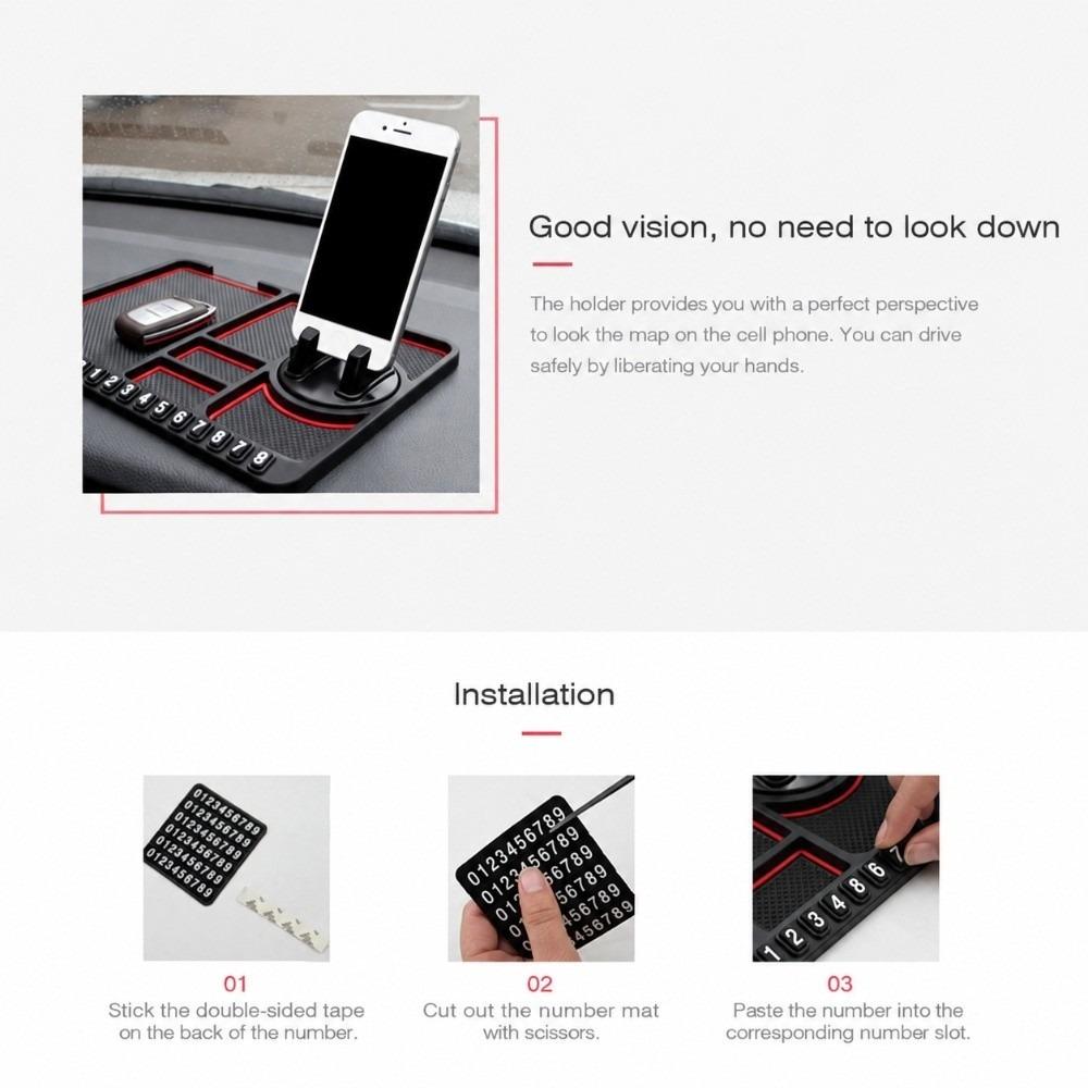 Rotatable Phone Holder Mat Silicone Parking Number Sign Car Phone Holder  Car Interior Dashboard
