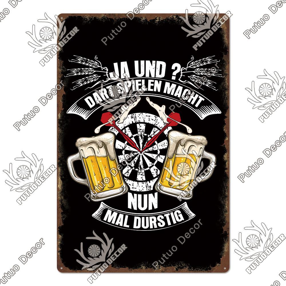 Putuo Decor Vintage Tin Sign Darts Game Metal Plaque Retro Posters for Garage Man Cave Room Home Wall Art Decorations