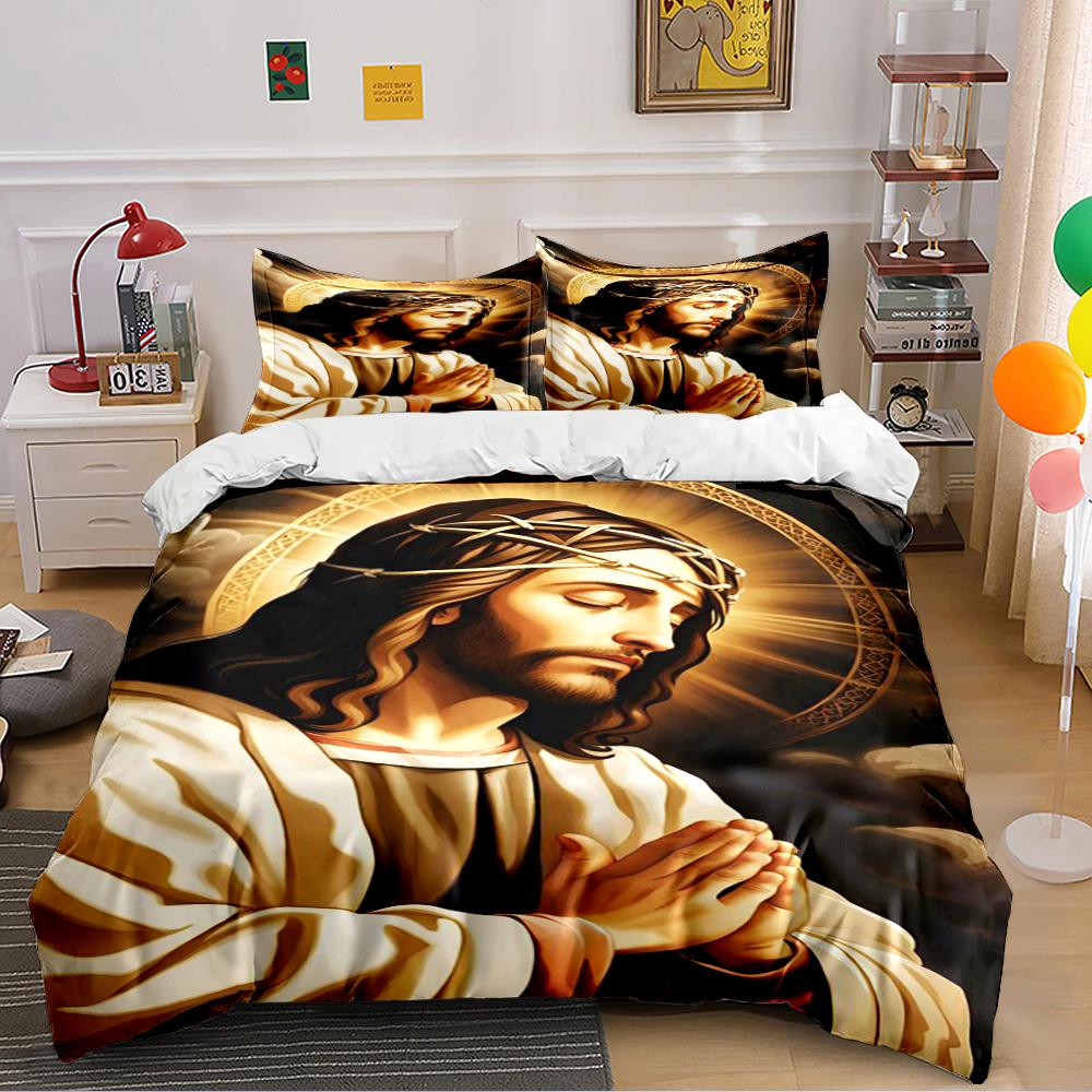 Jesus betet Religiöses Bettwäscheset Bettwäscheset (1 Bettbezug, 2 Kissenbezüge, Bettdecke nicht enthalten)