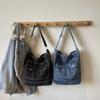 Vintage Large Capacity Denim Tote Bag Women's Shoulder Bag Commuter Crossbody Bag