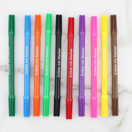 Baking Pen Strong Coloring Ability Health Double Head Design Edible Safety Baked Drawing Fondant Cookies Pigment Pen for Bakery