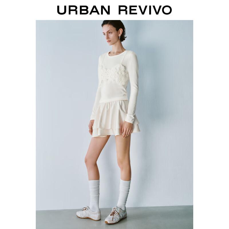 UR 2025 Spring Women's Spliced Strap Crochet Knit Top