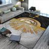 Large Living Room Area Rug with Tree Ring Pattern Gray Brown Wood Texture and Gold Trim Modern Decor Carpet Home Decoration Mat