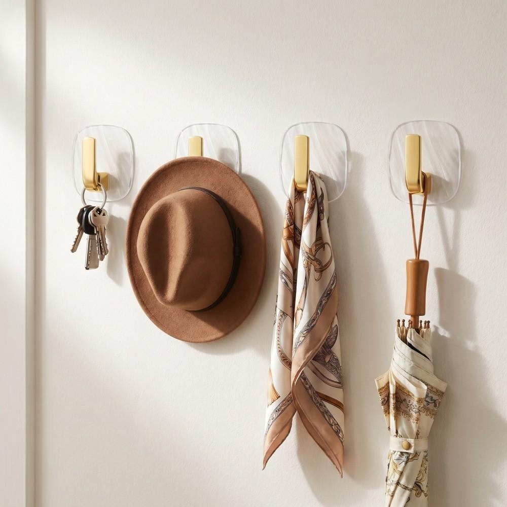 4Pcs Acrylic Punch-Free Wall Hanging Hooks  Kitchen Spoon, Rag, Small Utensil Arrangement