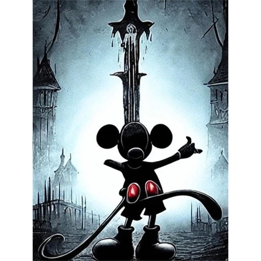 

Disney Diamond Painting Kingdom Hearts Mickey Silhouette Theme 5D DIY Diamond Painting Mosaic Disney Cartoon Dog Pattern Rhinestone Set Home DecorGift Round 20x30cm