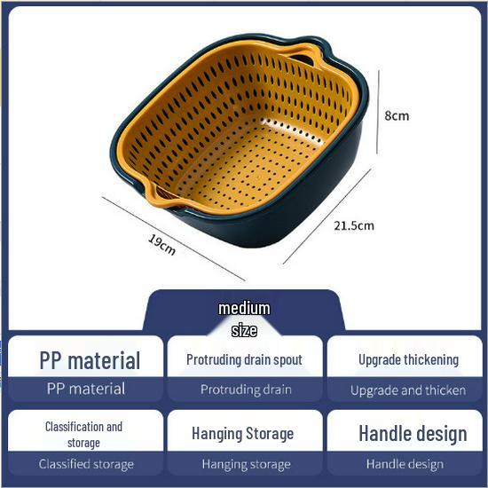 Double-Layer Drain Basket: Multifunctional Vegetable Washer & Fruit Storage Plate
