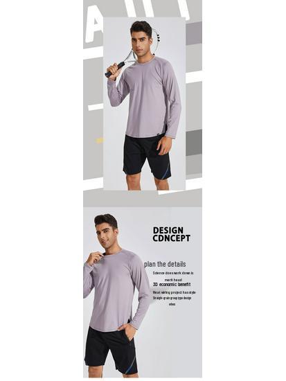 Di Jia Men's Quick-Dry Long-Sleeve Sun Protection Shirt for Running, Fitness, and Mountain Climbing