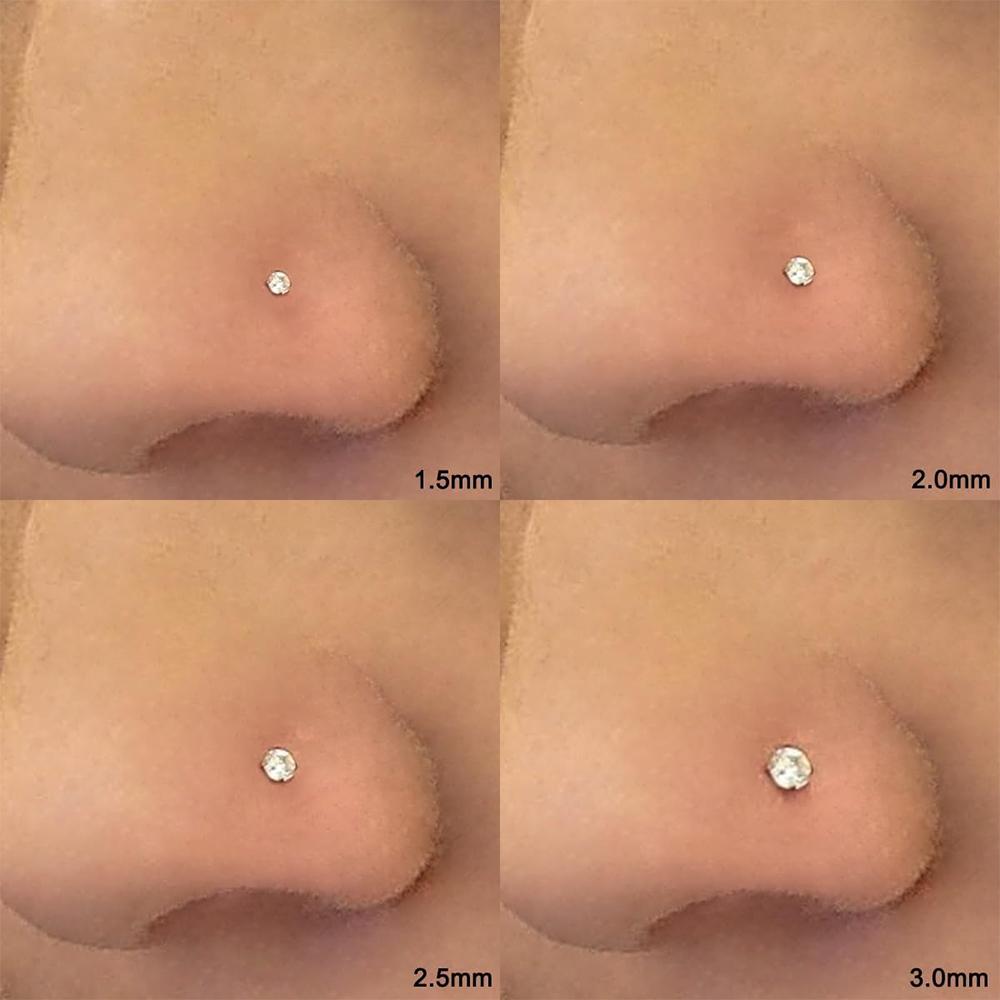 8 Pcs/Lot CZ Zircon Nose Studs Gold Silver Stainless Steel Screw Nose Nails for Woman Girls Body Piercing Part Jewelry Gift 20G