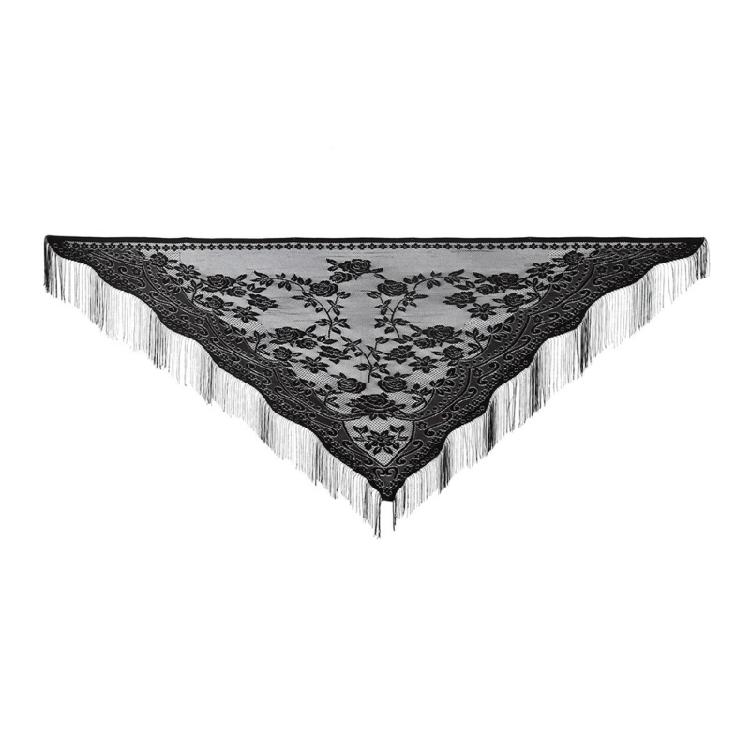 Stylish Lace Scarf with Tassels Multiuse Flower Shawl Wrap for Various Outfit Occasion Outdoor Sunproof Shoulder Wrap