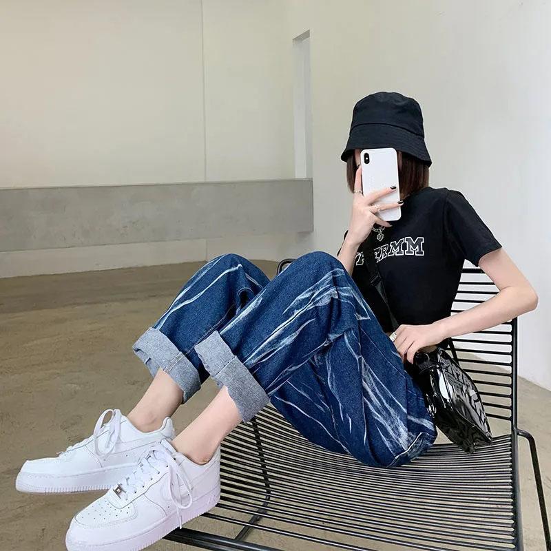 Blugi skinny cu talie înaltă Pantaloni largi, drepți, cu picioare largi, ocazional pentru femei