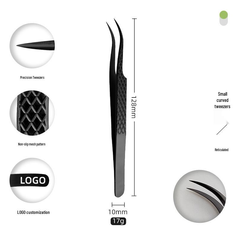 Golden Feather Stainless Steel Eyelash Tweezers for Grafting and Extensions