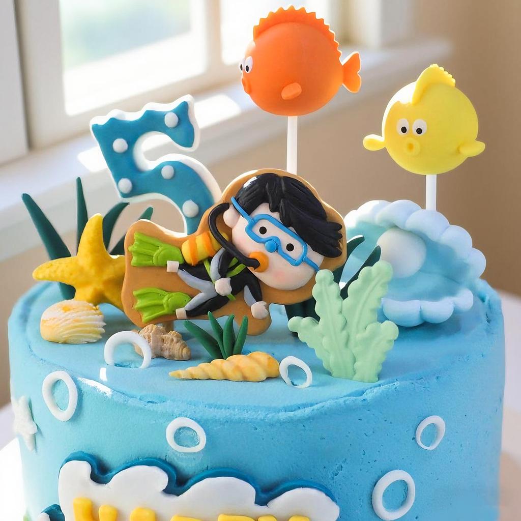 15 Stück Meer Ozean Kuchen Topper Krabbe Seestern Muscheln Kuchen Dekorationen für Meer Ozean Thema Babyparty Geburtstagsfeier Zubehör