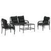 VidaXL Garden Lounge Set 4 Pcs with Black Wicker Cushions, Outdoor Sofa Set, Garden Furniture Set, Set 368727