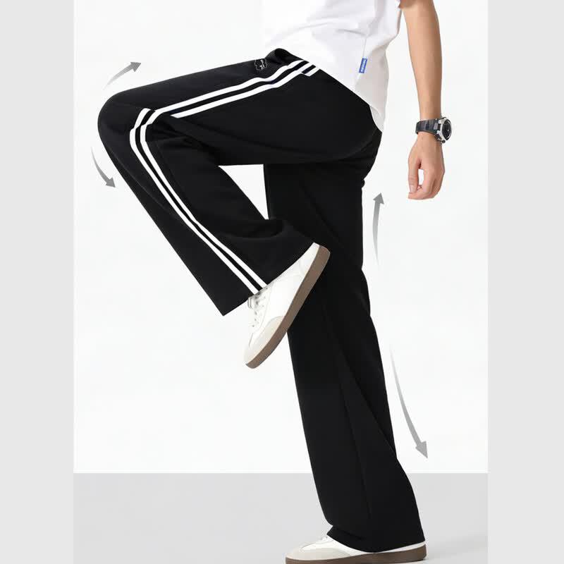 Fingercroxx Men's Retro Striped Loose Straight Leg Casual Pants