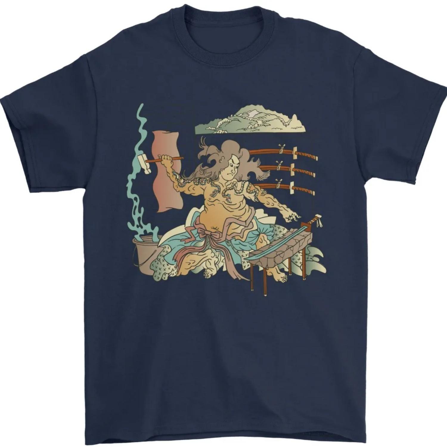 

Japanese Samurai Sword Mens T-Shirt Japanese Style Creative Pattern Print Design Men Short Sleeve Summer Casual Cotton Tee Tops S разноцветный
