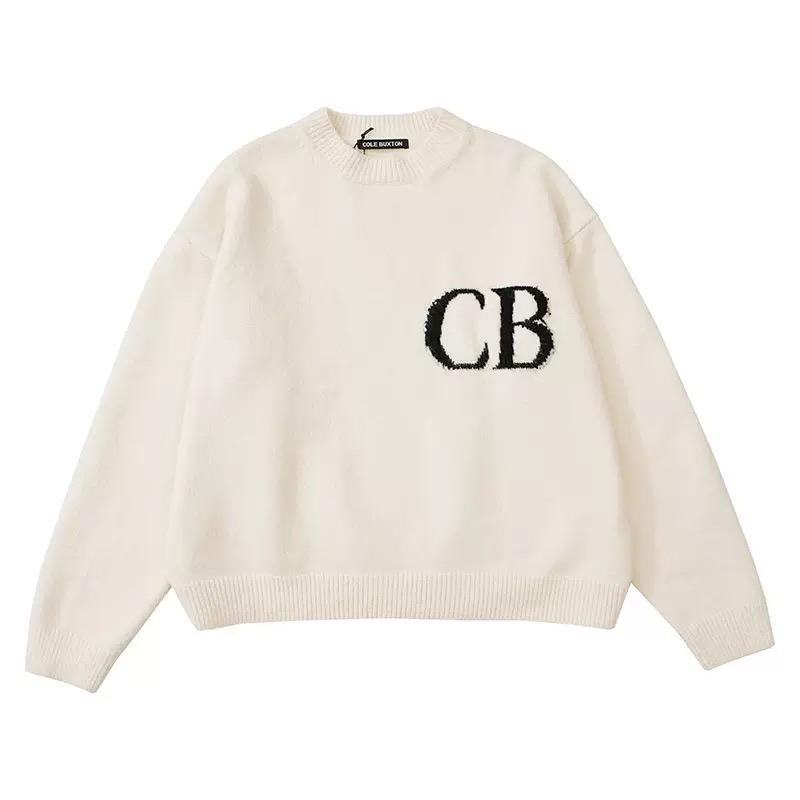 

FlowStreet Y2K Street Trendy Knitted Sweater Autumn Winter Unisex Crew Neck Sweater M бежевий