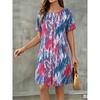 Flower Print Versatile Short-sleeved Dress Comfortable Simple Casual Dresses