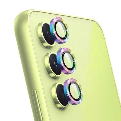 Anneau de caméra à paillettes pour Samsung Galaxy A55 A35 A15 5G A54 A14 A34, protecteur d'écran d'objectif arrière, étui avec capuchon en verre