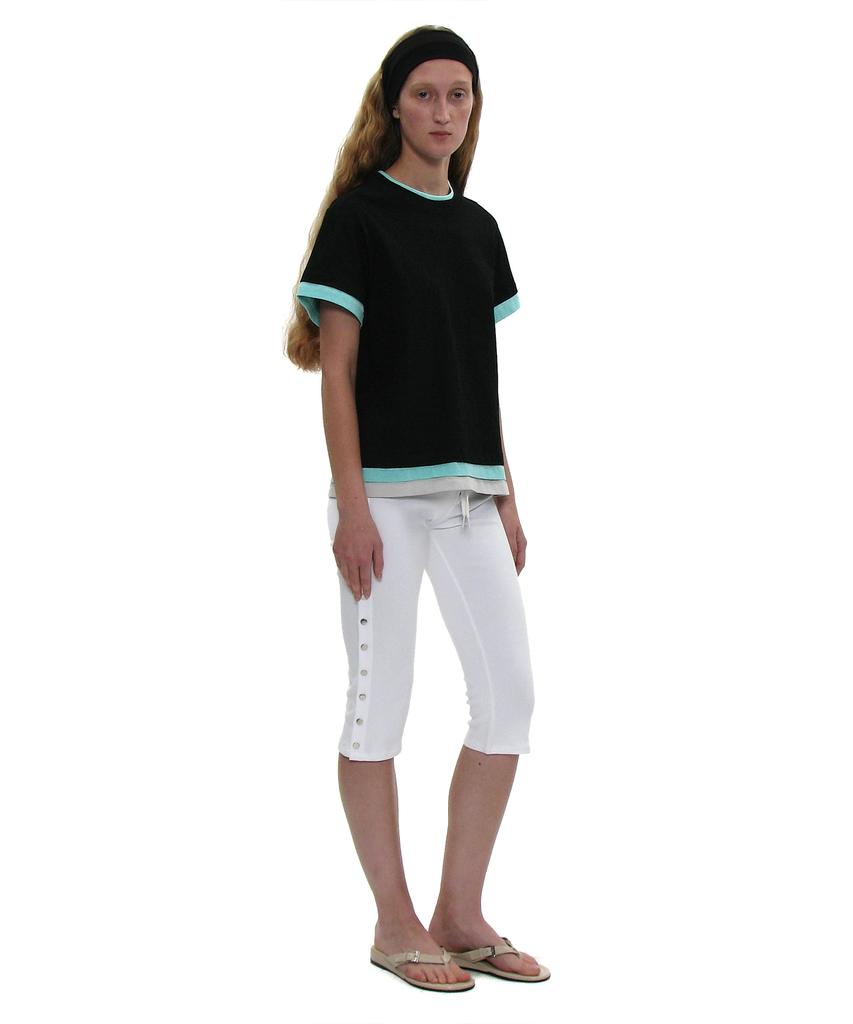 PARTIMENTO WOMEN Multi-Layered Short Sleeve Tee_Black
