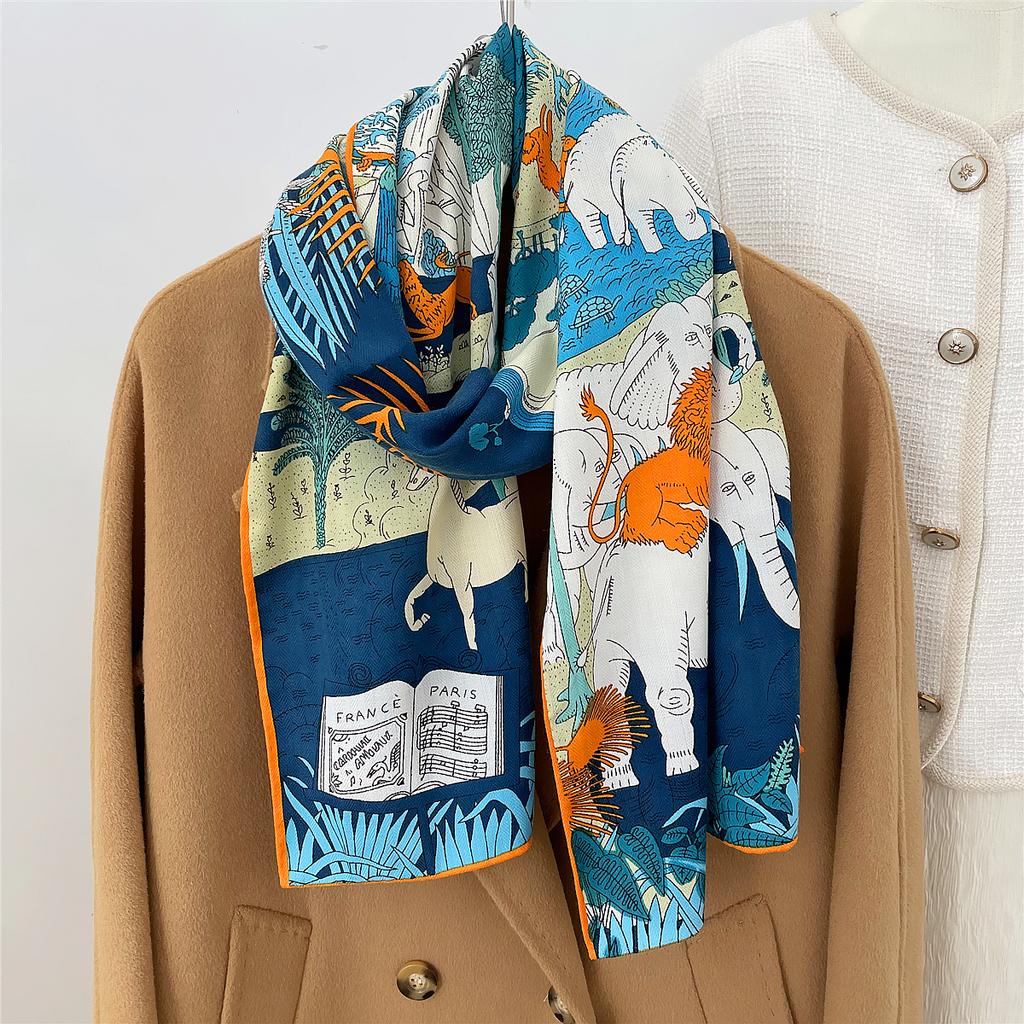 160X33Cm New Winter Thicken Silk Cashmere Scarf Women Hand Rolled Shawls Print Long Scarves Wrap Bandana Big Hijabs Female