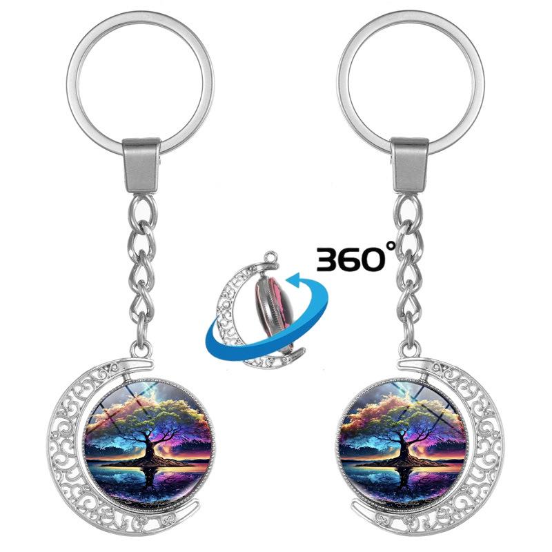 Tree of Life Double-Sided Rotating Pendant Keychain - Bag Charm & Car Ornament