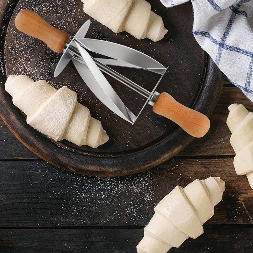 Stainless Steel Croissant Roller Cutting Baking Tool Croissants Maker Durable Dough Pastry Rolling Cutter Baking Kesong Slicer