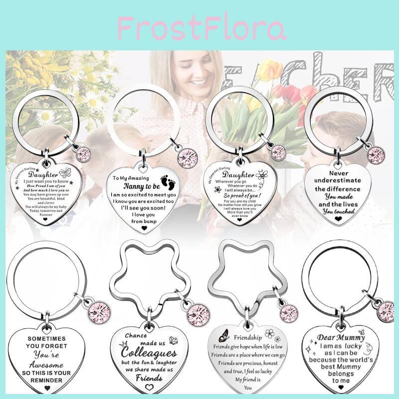 Entzückender Edelstahl-Herz-Schlüsselanhänger mit rosa-blauem Edelstein als Geburtstagsgeschenk