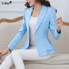 Ufficio Donna Elegante Moda Skinny Patchwork Monocolore Bottone Tacca Volant Blazer Sottile Primavera Estate Donna