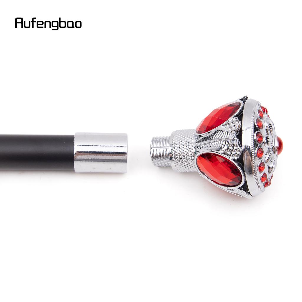 Weiß Roter Blumenball Mode Spazierstock Dekorativer Stock Cospaly Vintage Party Modischer Spazierstock Krummstab 91cm