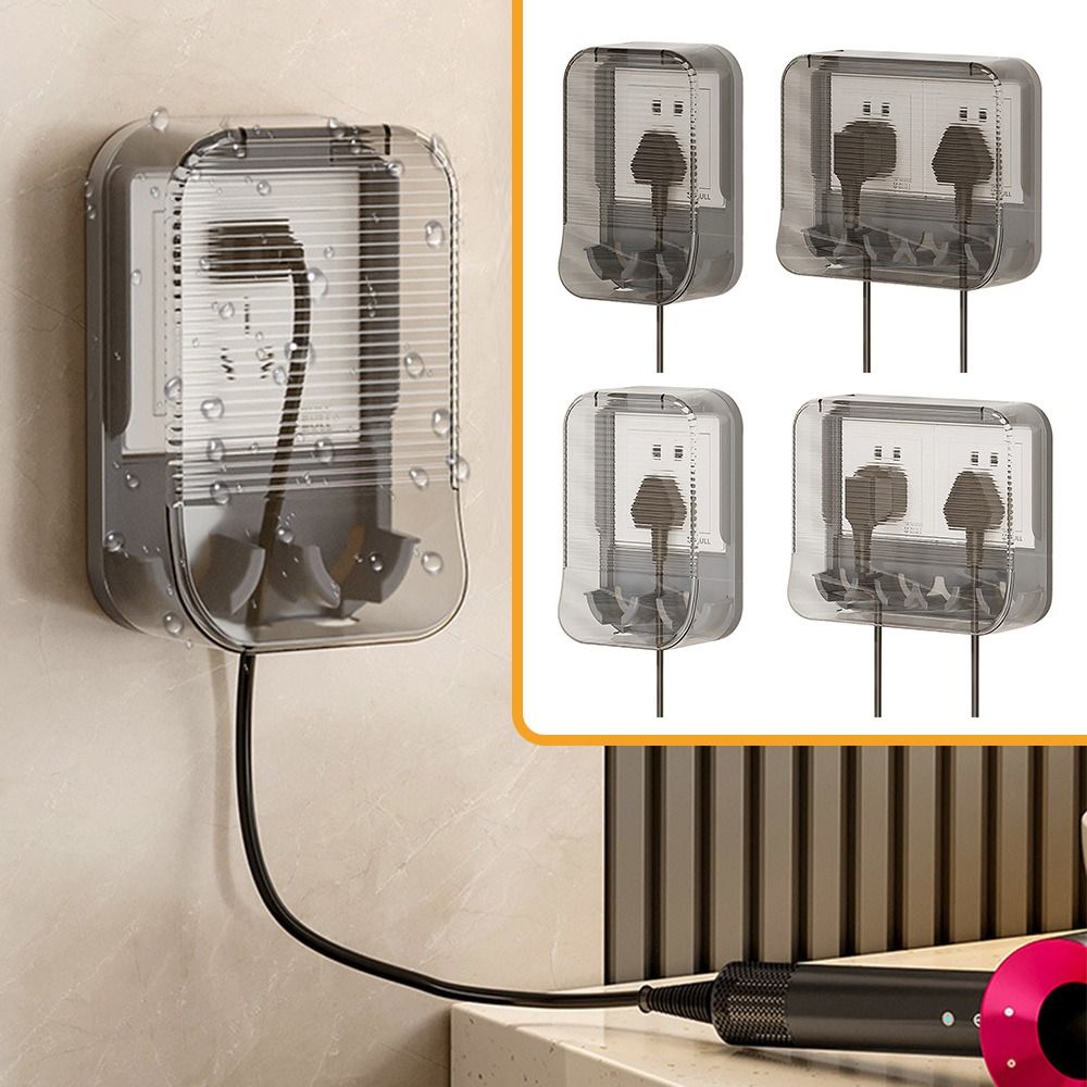 Punch-free Socket Dust Cover with Storage Rack Kitchen Plug Storage Cartoon Waterproof Box