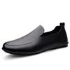 Fashion Men's Leather Casual Shoes Soft Soles Comfortable Flat Bottoms Simple White Men's Commuting Driving Shoes High-quality Fabric