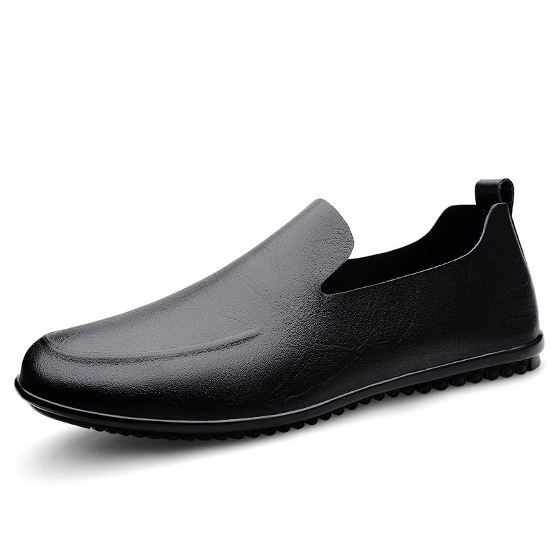 Fashion Men's Leather Casual Shoes Soft Soles Comfortable Flat Bottoms Simple White Men's Commuting Driving Shoes High-quality Fabric