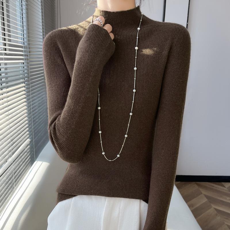 Bottom Shirt Women's Autumn and Winter Half-high Neck Sweater Slim Knitted Long-sleeved Tops