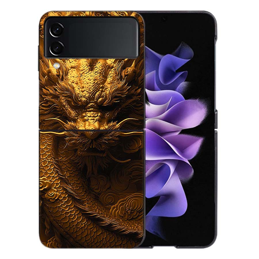 

Golden Holy Dragon Coque For Samsung Z Flip7 6 Galaxy Case Shockproof Z Flip5 Z Flip3 4 5G Hard Cover Phone TPU PC Hard Funda Galaxy Z Flip 6 5G