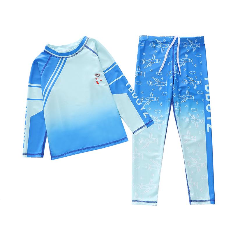 

Long Sleeve Boys One-Piece Swimsuit with Cap - Available in S, M, L Sizes 4XL (130-140cm, 55-65lb)