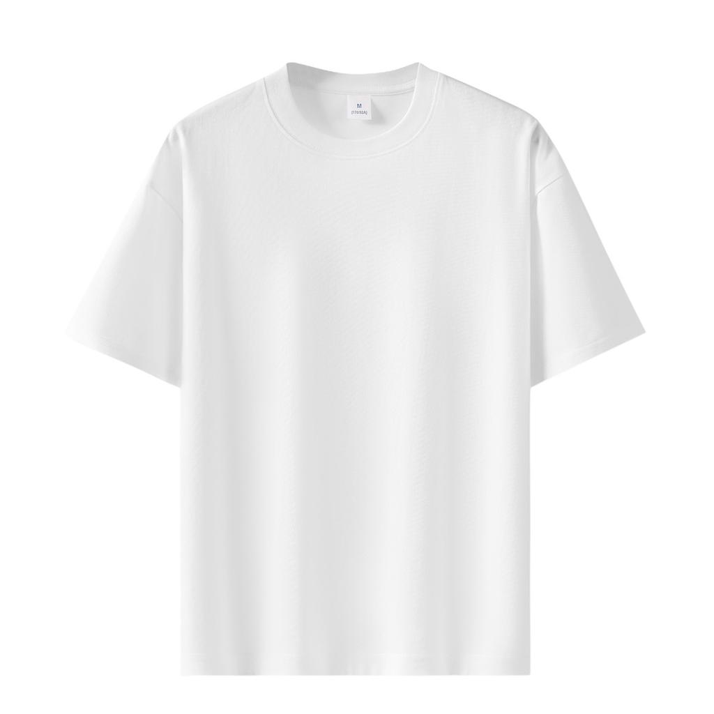 Unisex Round Neck Short Sleeve Loose Fit T-Shirt Cotton Solid Heavyweight Top