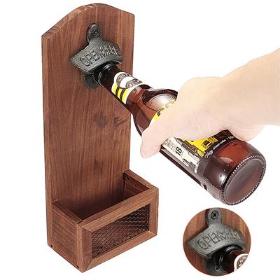 Beer Bottle Opener Collector Catcher Vintage Wooden Wall Mounted Bottle Opener Ideal Gift for Men and Beer Lovers Bar Decoration