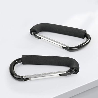 2Pcs Multifunction Baby Stroller Hook D-Ring Sponge Handle Carriage Hanger Aluminum Alloy Soft Grip Pram Lifting Button